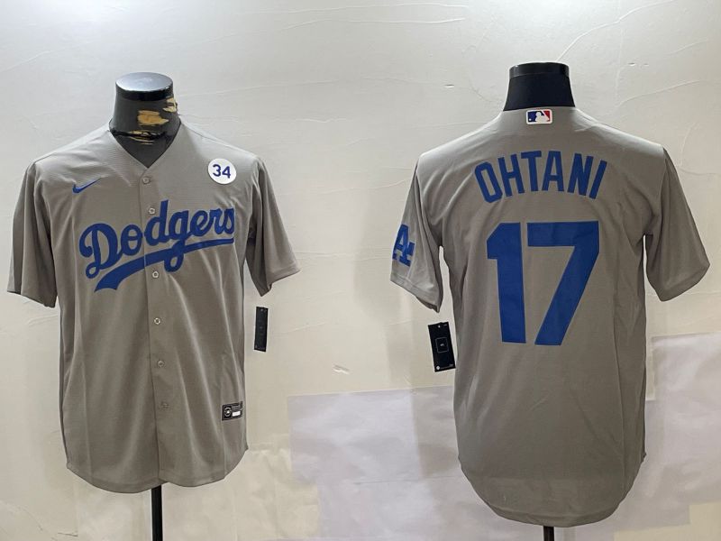 Men Los Angeles Dodgers #17 Ohtani Grey Game 2024 Nike MLB Jersey style 11202->los angeles dodgers->MLB Jersey